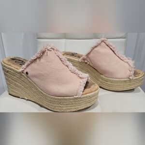 Sam Edelman Blush Frayed Espadrille Wedges
